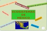 ECOSISTEMASDEMÉXICO Bosque de coníferas Bosque de pino-encino Bosque Tropical Desierto Pastizal Estuario Zonas de arrecifes.