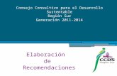 Consejo Consultivo para el Desarrollo Sustentable Región Sur Generación 2011-2014 Elaboraciónde Recomendaciones Recomendaciones.