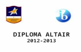 DIPLOMA ALTAIR 2012-2013. ¿Qué es el programa de Diploma? Es un curso pre-universitario exigente, diseñado para satisfacer las necesidades de estudiantes.