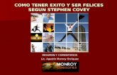 COMO TENER EXITO Y SER FELICES SEGUN STEPHEN COVEY RESUMEN Y COMENTARIOS Lic. Agustín Monroy Enríquez.