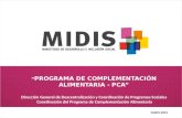 PROGRAMA DE COMPLEMENTACIÓN ALIMENTARIA - PCA Dirección General de Descentralización y Coordinación de Programas Sociales Coordinación del Programa de.