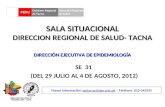 SALA SITUACIONAL DIRECCION REGIONAL DE SALUD- TACNA SE 31 (DEL 29 JULIO AL 4 DE AGOSTO, 2012) Mayor información: epitacna@dge.gob.pe – Teléfono: 052-242595epitacna@dge.gob.pe.