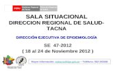 SALA SITUACIONAL DIRECCION REGIONAL DE SALUD- TACNA SE 47-2012 ( 18 al 24 de Noviembre 2012 ) Mayor información: epitacna@dge.gob.pe – Teléfono: 052-242595epitacna@dge.gob.pe.