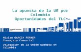 La apuesta de la UE por Colombia Oportunidades del TLC Miriam GARCIA FERRER Consejera Comercial Delegación de la Unión Europea en Colombia.