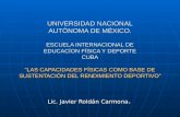 UNIVERSIDAD NACIONAL AUTÓNOMA DE MÉXICO. ESCUELA INTERNACIONAL DE EDUCACÍON FÍSICA Y DEPORTE CUBA LAS CAPACIDADES FÍSICAS COMO BASE DE SUSTENTACIÓN DEL.