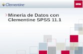 Minería de Datos con Clementine SPSS 11.1. Arquitectura Módulos Client Server Batch. Compatibilidad Entornos Windows Entornos Unix (solo servidor) Desarrollado.