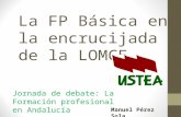 La FP Básica en la encrucijada de la LOMCE Jornada de debate: La Formación profesional en Andalucía Manuel Pérez Sola.