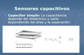 Sensores capacitivos Capacitor simple: La capacitancia depende del dieléctrico y varía dependiendo del área y la separación. Capacitor simple: La capacitancia.