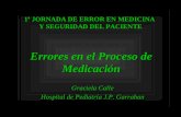 Errores en el Proceso de Medicación Graciela Calle Hospital de Pediatría J.P. Garrahan 1ª JORNADA DE ERROR EN MEDICINA Y SEGURIDAD DEL PACIENTE.