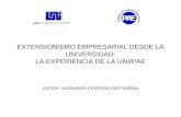 EXTENSIONISMO EMPRESARIAL DESDE LA UNIVERSIDAD: LA EXPERIENCIA DE LA UNI/PAE AUTOR: LEONARDO CENTENO CAFFARENA.