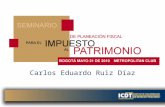 Carlos Eduardo Ruiz Díaz. Impuesto al patrimonio y su impacto en los Estados Financieros Agenda: Antecedentes del registro contable. Ley 1370 de 2009.