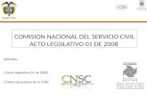 COMISION NACIONAL DEL SERVICIO CIVIL ACTO LEGISLATIVO 01 DE 2008 AGENDA: 1.Acto Legislativo 01 de 2008. 2.Determinaciones de la CNSC.