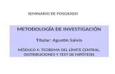 METODOLOGÍA DE INVESTIGACIÓN Titular: Agustín Salvia MÓDULO 4: TEOREMA DEL LÍMITE CENTRAL, DISTRIBUCIONES Y TEST DE HIPÓTESIS SEMINARIO DE POSGRADO.