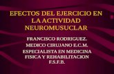 EFECTOS DEL EJERCICIO EN LA ACTIVIDAD NEUROMUSUCLAR FRANCISCO RODRIGUEZ. MEDICO CIRUJANO E.C.M. ESPECIALISTA EN MEDICINA FISICA Y REHABILITACION F.S.F.B.