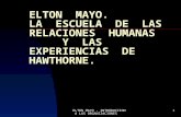 ELTON MAYO - INTRODUCCION A LAS ORGANIZACIONES 1 ELTON MAYO. LA ESCUELA DE LAS RELACIONES HUMANAS Y LAS EXPERIENCIAS DE HAWTHORNE.