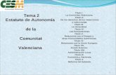 Estatuto de Autonomía de la Comunitat Valenciana Título I. La Comunitat Valenciana. Título II. De los derechos de los valencianos y valencianas. Título.