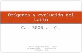 Ca. 3000 a. C. Orígenes y evolución del Latín Lic. Marta Alejandra Bolo - Depto. de Humanidades - Facultad de TEOLOGÍA - UCA.