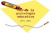 Rol de la psicología educativa EDFu 3002. Definición Disciplina que estudia los procesos de enseñanza y aprendizaje, aplica los métodos y las teorías.