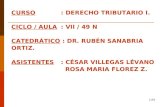 1/29 CURSO: DERECHO TRIBUTARIO I. CICLO / AULA: VII / 49 N CATEDRÁTICO : DR. RUBÉN SANABRIA ORTIZ. ASISTENTES: CÉSAR VILLEGAS LÉVANO ROSA MARIA FLOREZ.