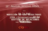 1 16º Reunión General Anual De la Red IPRN (International PR Network) MEDICIÓN DE LOS RESULTADOS DE LA GESTIÓN DE RELACIONES PÚBLICAS Lic. Cecilia Mosto.