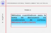 UNIVERSIDAD CENTRAL MARTA ABREU DE LAS VILLAS Métodos cuantitativos para la toma de decisiones en condiciones de certeza: Métodos multicriterios TEMA II: