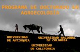 PROGRAMA DE DOCTORADO EN AGROECOLOGÍA UNIVERSIDAD NACIONAL DE COLOMBIA UNIVERSIDAD DE ANTIOQUIA UNIVERSIDAD DE CALIFORNIA.