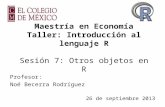 Maestría en Economía Taller: Introducción al lenguaje R Sesión 7: Otros objetos en R Profesor: Noé Becerra Rodríguez 26 de septiembre 2013.