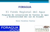 FORAGUA El Fondo Regional del Agua Programa de conservación de fuentes de agua y biodiversidad del sur de Ecuador Renzo Paladines Puertas.