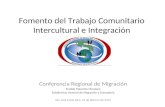Fomento del Trabajo Comunitario Intercultural e Integración Conferencia Regional de Migración Freddy Mauricio Montero Subdirector General de Migración.