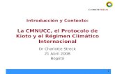 1 Introducción y Contexto: La CMNUCC, el Protocolo de Kioto y el Régimen Climático Internacional Dr Charlotte Streck 21 Abril 2008 Bogotá