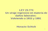 1 LEY 23.773 Un viraje regresivo en materia de daños laborales: Volviendo a 1915 y 1991 Horacio Schick.