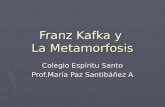 Franz Kafka y La Metamorfosis Colegio Espíritu Santo Prof.María Paz Santibáñez A.
