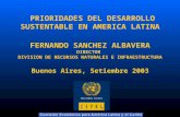 PRIORIDADES DEL DESARROLLO SUSTENTABLE EN AMERICA LATINA FERNANDO SANCHEZ ALBAVERA DIRECTOR DIVISION DE RECURSOS NATURALES E INFRAESTRUCTURA Buenos Aires,