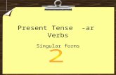 Present Tense -ar Verbs Singular forms. Juan _______ por teléfono. hablohablashabla.