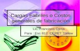 Cargas Fabriles o Costos generales de fabricación Lic. Francisco Cerra Para : Esc 812. CERET Trelew.