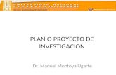 ESCUELA UNIVERSITARIA DE POST GRADO PLAN O PROYECTO DE INVESTIGACION Dr. Manuel Montoya Ugarte.