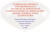 LUMBALGIA CRONICA POSTQUIRURGICA TECNICAS ALTERNATIVAS EVIDENCIA PARA SU APLICACIÓN: OZONO, GRAPAS, TENS, ACUPUNTURA Joaquín Rodríguez Matallana S. Anestesia-Reanimación.
