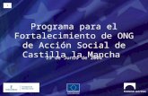 1 Programa para el Fortalecimiento de ONG de Acción Social de Castilla la Mancha 25 de Junio de 2008.