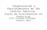 Organización y funcionamiento de los Centros Públicos Curso de Funcionarios en Prácticas CTIF Collado Villalba Febrero 2011.