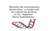 Revisión de instrumentos, desarrollos, y tendencias en materia de política, en las regiones: África Subsahárica.