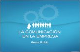 LA COMUNICACIÓN EN LA EMPRESA Gema Rubio. Guión de contenido 1.¿Qué es la comunicación? 2.Los elementos de la comunicación. 3.Etapas del proceso de comunicación.