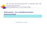 6º Curso de Evaluación y Selección de medicamentos Palma de Mallorca 6, 7 y 8 de Mayo 2008 Génesis: La colaboración horizontal F. Puigventós y F. do Pazo.