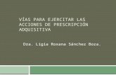 VÍAS PARA EJERCITAR LAS ACCIONES DE PRESCRIPCIÓN ADQUISITIVA Dra. Ligia Roxana Sánchez Boza.