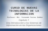 CURSO DE NUEVAS TECNOLOGIAS DE LA INFORMACION Profesor: MSc. Fernando Torres Ibáñez Capitulo 1 Una Introducción a los Sistemas de Información en las Organizaciones.
