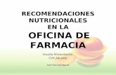 RECOMENDACIONES NUTRICIONALES EN LA OFICINA DE FARMACIA Vocalía Alimentación COF Alicante José Manuel Miquel.