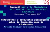 Educació per a la Ciutadania Marc Unitari de la Comunitat Educativa Barcelona, 7 novembre 2007 Reflexiones y propuestas pedagógicas sobre la Educación.