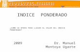 ESCUELA UNIVERSITARIA DE POST GRADO INDICE PONDERADO 2009 Dr. Manuel Montoya Ugarte COMO SE OPERA PARA LLEGAR AL VALOR DEL INDICE PONDERADO?