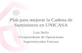 Plan para mejorar la Cadena de Suministros en UNICASA Luis Bello Vicepresidente de Operaciones Supermercados Unicasa.