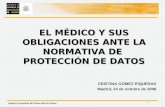 1 Agencia Española de Protección de Datos EL MÉDICO Y SUS OBLIGACIONES ANTE LA NORMATIVA DE PROTECCIÓN DE DATOS CRISTINA GÓMEZ PIQUERAS Madrid, 24 de octubre.
