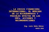 MARZO 2009 Ing. Luis Baba Nakao. LA CRISIS FINANCIERA INTERNACIONAL, EL MERCADO DE LA MICROEMPRESA Y POSIBLES EFECTOS EN LAS IMFs. ACCIONES Y RECOMENDACIONES.